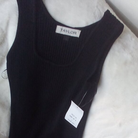 🎀TAYLOR Onyx Mini Sweater Dress w/Faux Fur Collared Cardigan Set  (L) NWT - Picture 4 of 11
